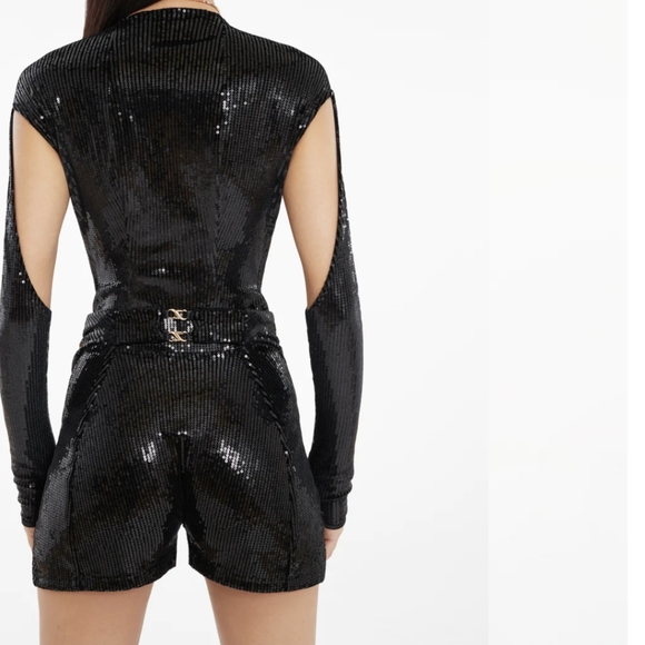 Nwt RUVE  RARE glam SET cut out sequin couture obsidian black XS - Picture 9 of 9